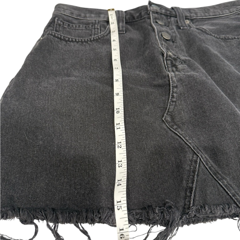 Madewell Rigid Denim A-Line Distressed‎ Black Mini Skirt- Size 28 - Picture 6 of 7